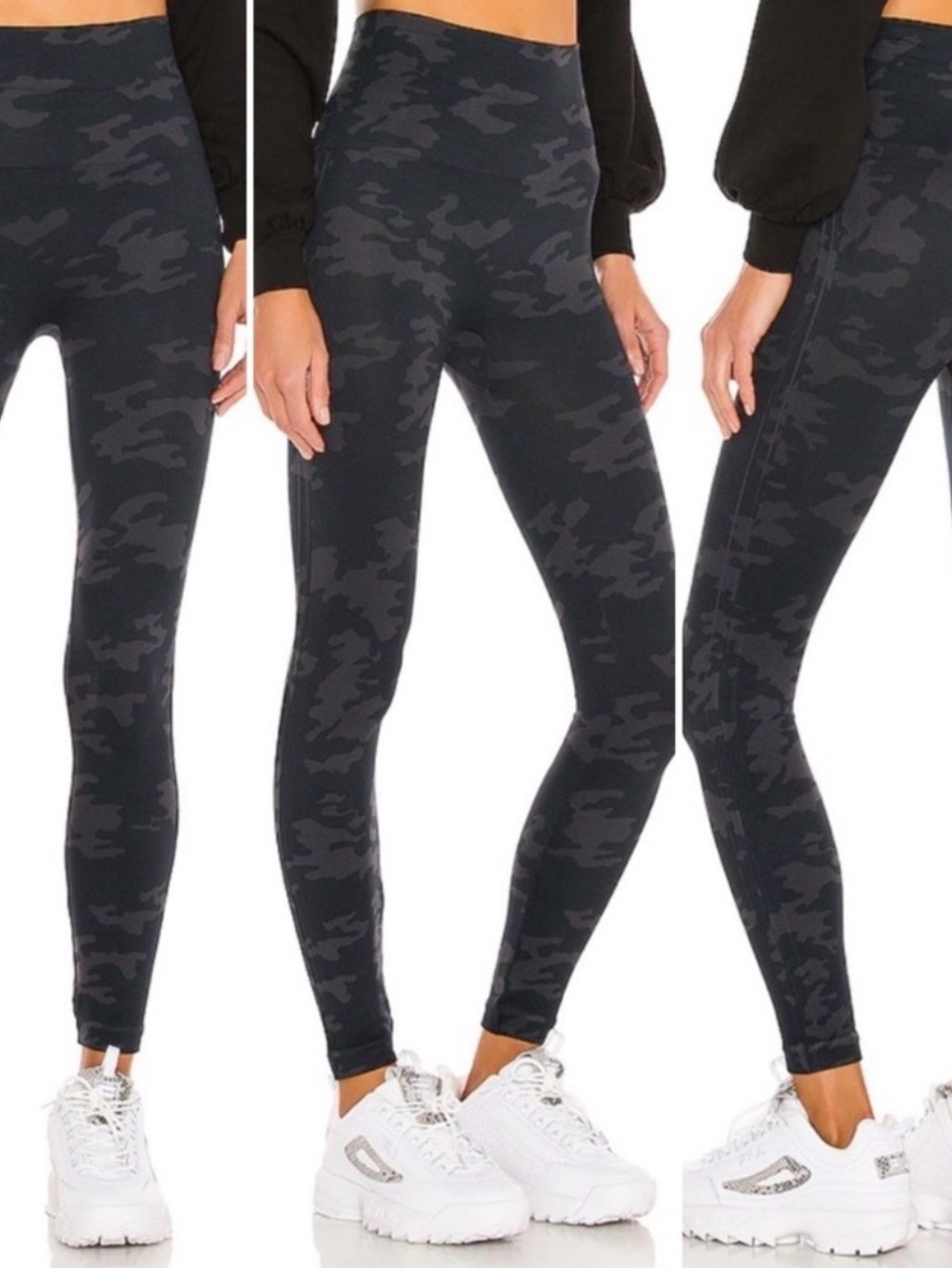 Spanx Look at Me Now Leggings, Black Camo, XL, NWOT